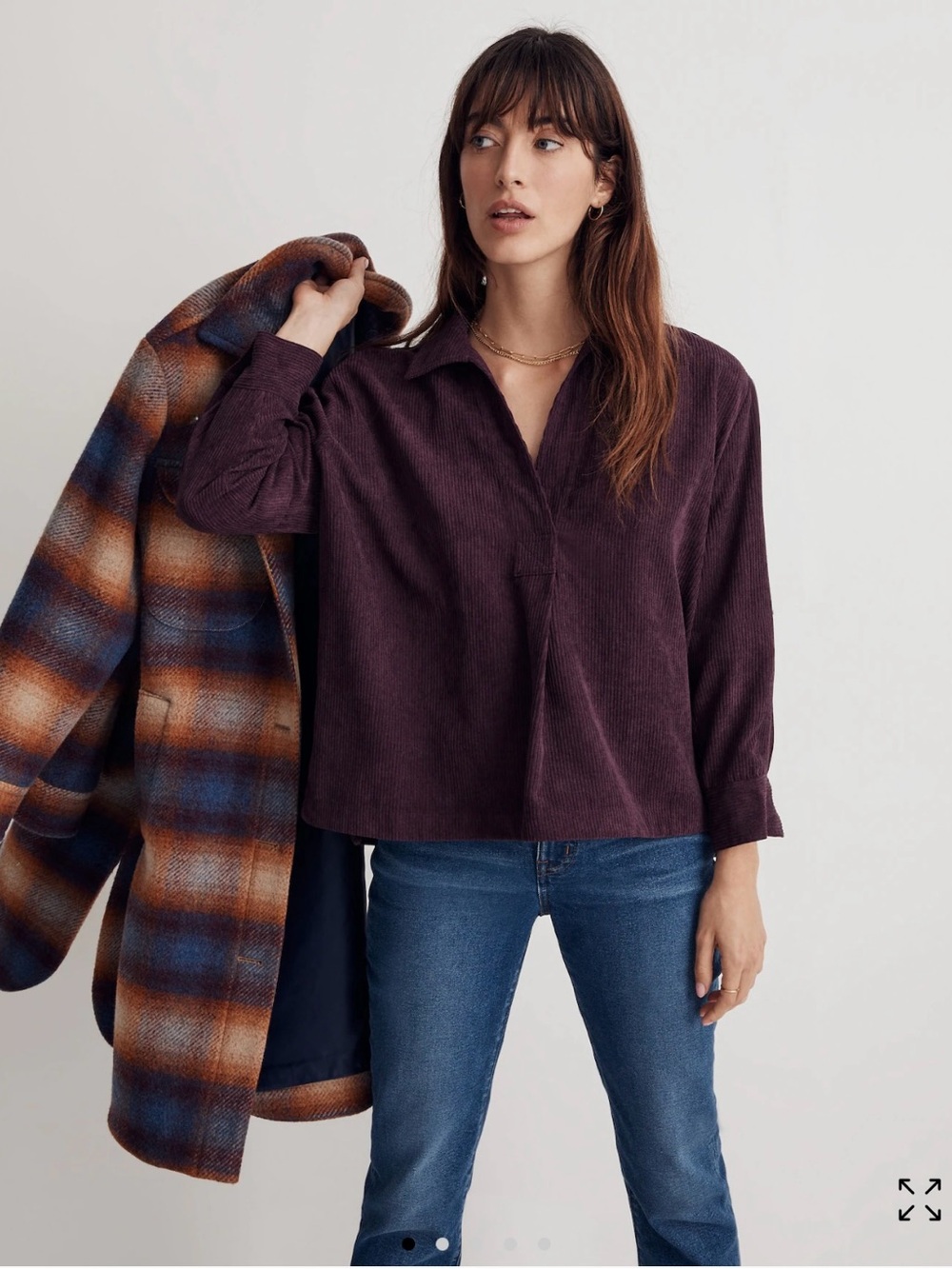 Madewell Purple Corduroy Shirt, XXS, NWT